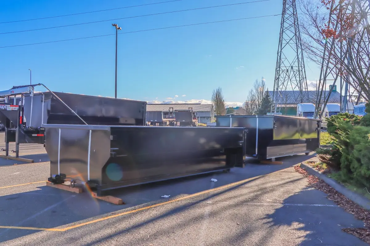 Roll-off dumpster ready for waste disposal at job site for 4 Yard Dumpster Rental in North Cornwall
